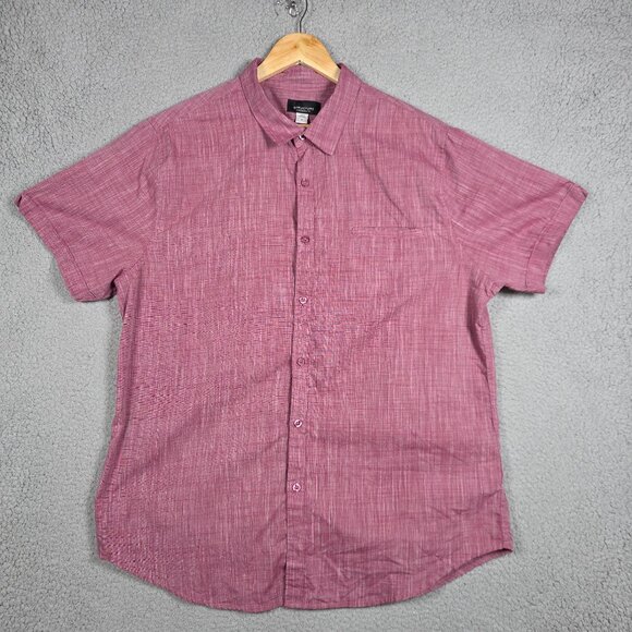 Structure Shirt Mens Size XL Magenta Slim Modern Fit Heathered Short Sleeve - Picture 1 of 11